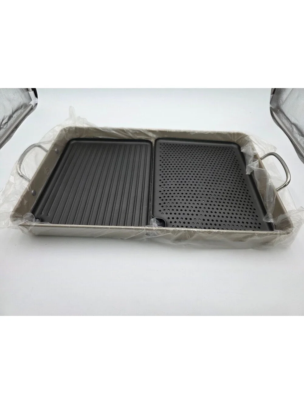 Xylan Double Grill and Griddle Pan with Handles